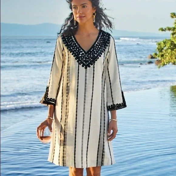 Soft Surroundings | Dresses | Soft Surroundings Coco Mer Embroidered Shift  Dress Womens Size Sp | Poshmark